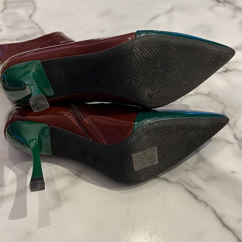 burgundy and green mid calf size 38 awesome boots - Picture 6 of 8
